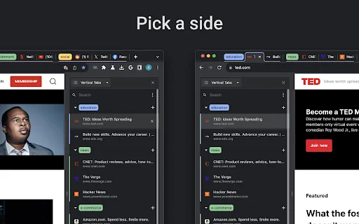 I-download ang Vertical Tabs: Pinakamahusay na Tab Manager para sa Chrome - Screenshot 3