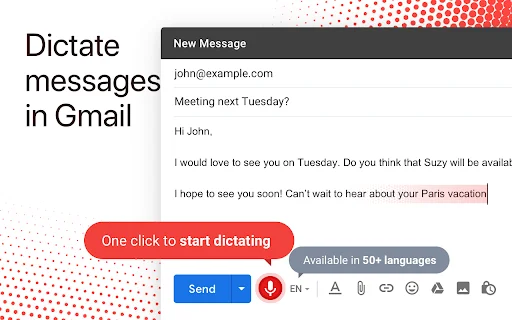 Dictation for Gmail: Magsalita para Mag-email sa Chrome – Free - Screenshot 1